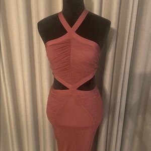 Elegant Pink Halter Dress